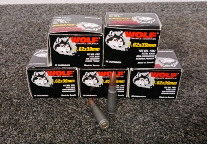 (5) Boxes of Wolf 7.62x39mm Ammo