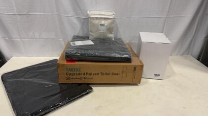 TABEKE Raised Toilet Seat 500lb, Vorgato Bath Mat, Shower Curtain, UROSER Heated Pad, Inflatable Decor