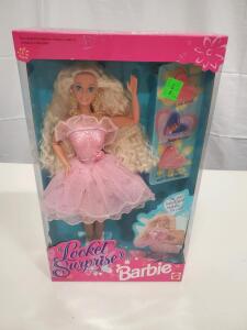 Barbie Locket Surprise Doll 1993 Mattel 10934 Boxed, 11.5" Blonde Pink Dress, All Accessories