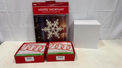 Set of 2 30ft Warm White Christmas Rope Lights & 18" Indoor/Outdoor Lighted Snowflake, ETL Listed