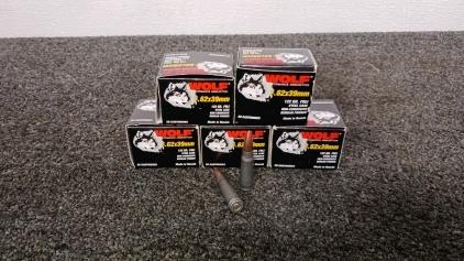 (5) Boxes of Wolf 7.62x39mm Ammo