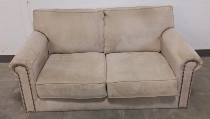 Beige-Colored Loveseat Sofa