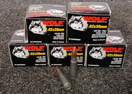 (5) Boxes of Wolf 7.62x39mm Ammo