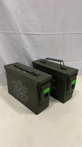 (2) M19A1 7.62mm Metal Ammo Can, Lake City LC-23M890L254, U.S. Mil-Spec Steel, Olive Drab
