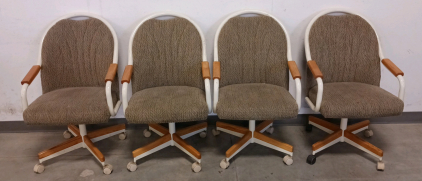 Set of (4) Upholstered Rolling Chairs