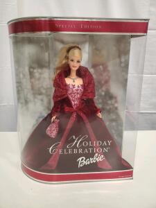 2002 Mattel Holiday Celebration Barbie Special Edition, Collectible Doll, Original Box, Burgundy Gown