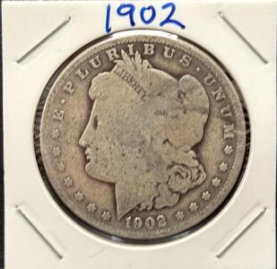 1902-O Morgan Silver Dollar, New Orleans Mint, 90% Silver, Circulated Condition