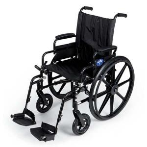Medline Excel K4 Wheelchair, 18" Wide, Lightweight, Swing-Back Arms, Elevating Legrests, Black