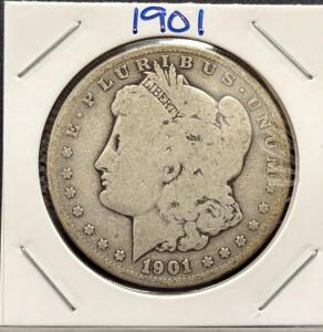 1901-O Morgan Silver Dollar, New Orleans Mint, 90% Silver, Circulated