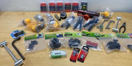 Mixed Lot with Tools, saw Blades,Hardware, Wheel Hubs, Chisel and Punch Set and More
