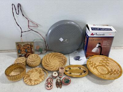 Large Lot Southwestern Style Baskets, Decor, ProsourceFit Balance Disc, Ariant&eacute; Clip Lamp