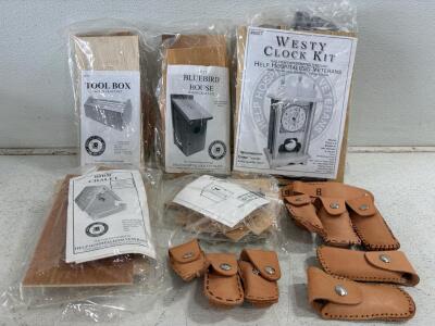 Help Hospitalized Veterans Bluebird House Wood Craft Kit #5123, Sealed, DIY Birdhouse Project, DIY Clock, DIY Outhouse, DIY Birdhouse (different bird house). leather sheaths.