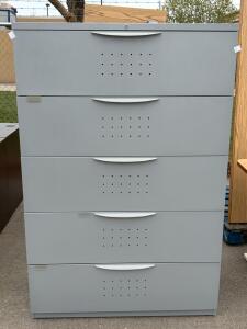 5-Drawer Metal Lateral Filing Cabinet, Lock No. ER751, Light Gray, 36"x18"x65"