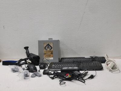 Assorted Tech Lot! Including: (1) Franklin Electric Box, (2) Keyboards, (1) Minolta Film Camera, & More!
