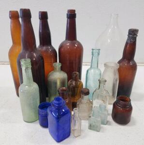 (20) Assorted Collection of Vintage Old Glass Bottles