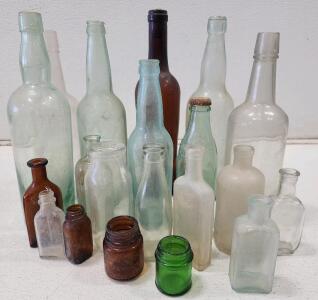 (20) Assorted Collection of Vintage Old Glass Bottles