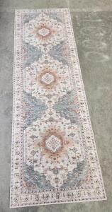 (1) 8' x 2.7' Multicolor Medallion Design Runner Rug