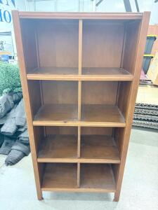 8-Cubby Wooden Bookcase, 60"x30"x12", Medium Brown, Open Back, Sturdy Shelving Unit