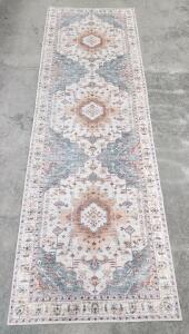 (1) 8' x 2.7' Multicolor Medallion Design Runner Rug