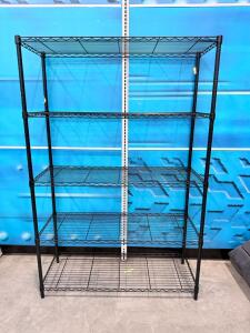 5-Shelf Black Wire Steel Storage Rack, Adjustable, 36"x18"x72", Open Wire Design