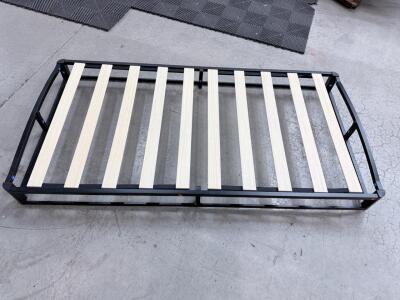 Metal Twin Size Platform Bed Frame, Steel Base with Wood Slats, 75"x38", Black Finish