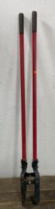 Manual Post Hole Digger, Fiberglass Handles, Steel Jaws, 48" Handle, Red/Black