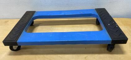 Plastic Frame 4-Wheel Moving Dolly, Rubber Grip Pads, 29.5"x18.5", 1,000 lb Capacity, Blue/Black