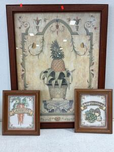 Susan L. Seals Country Kitchen Framed Art Print Set &ndash; Pineapple, Carrots, Artichokes, 1994