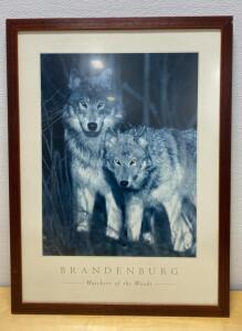 Framed Jim Brandenburg "Watchers of the Woods" Wolves Photograph, 26x36" Wood Frame
