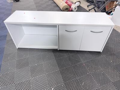White Target Storage Cabinet/TV Stand, 47" Wide, 2 Doors, Adjustable Shelves, Assembly Manual Included