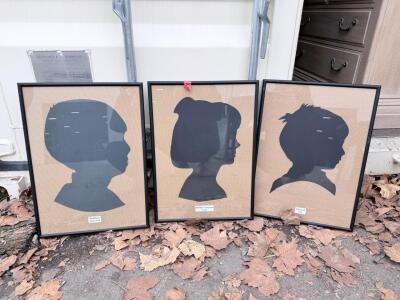Set of 3 Framed Silhouette Portraits &ndash; Matthew 1994, Tara 1989, Michael 1988, 12"x16" Each