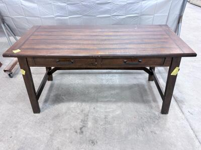 Large Rustic Wood Office Desk, 2 Drawers, Distressed Finish, Metal Handles, 60"x28" Estimate