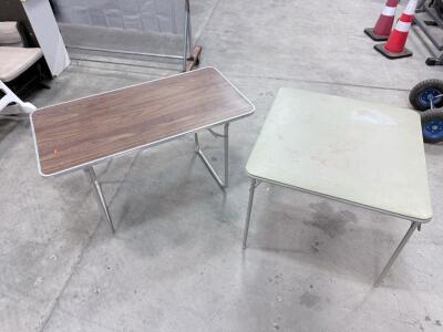Folding Tables Bundle &ndash; 48"x24" Rectangle & 34"x34" Square, Laminate Top, Metal Legs