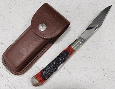 (1) Ka-Bar Redstone Pocket Knife With Schrade Knife Sheath