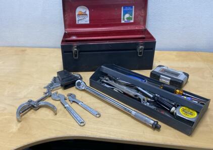 Mechanic&rsquo;s Tool Box Set &ndash; Metal Box, Hand Tools, Stanley PowerLock Tape, Torque Wrench, Mixed Brands