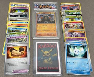 Pok&eacute;mon TCG Lot &ndash; 32 Cards, Japanese Terrakion Holo, Tornadus V, Custom Zombie Pikachu Card