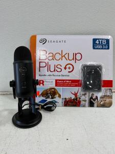 Seagate 4TB Backup Plus Portable Drive (S/N: NA7PPGB1) & Blue Yeti USB Microphone Black Bundle