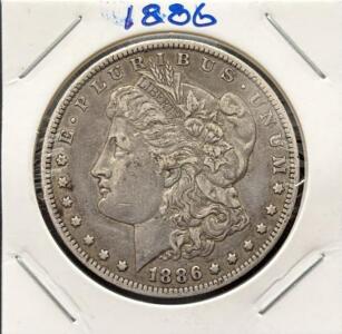 1886 Morgan Silver Dollar Philadelphia | 90% Silver, Circulated, 38.1mm Diameter