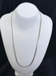 Sterling Silver Rope Chain Necklace, 24" Length, 3mm Width, 925 Stamped, Lobster Clasp