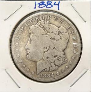 1884 Morgan Silver Dollar, U.S. Mint, 90% Silver, 38.1mm, Circulated