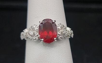 Size 6 1/2 Oscar Friedman Garnet And Diamond 925 Ring