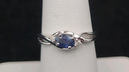 Size 6 1/2 Oscar Friedman Sapphire And Diamond .925 Ring