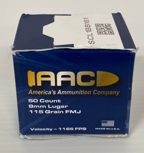 Box Of AAC 9mm Lugar 115 Gr FMJ (50 Count)