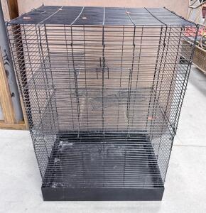 Large Black Multi-Level Wire Animal Cage, 30"x18"x36", 2 Doors, Removable Tray