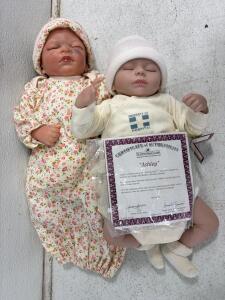 Ashton-Drake 21" "Hush, Little Baby" Loving Lullabies Doll by Waltraud Hanl, Signed Tag. Reborn Doll. Ashton-Drake "Ashley" So Truly Real 18" Vinyl Newborn Doll by Andrea Arcello with COA & Tags.