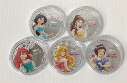 (5) Disney Princess Collector&rsquo;s Rounds - Please Inspect For Authenticity