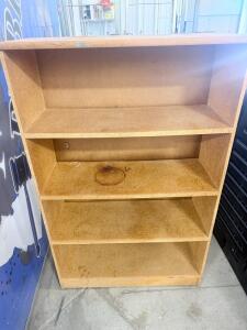 Particle Board Bookcase, 4 Fixed Shelves, 48"x30"x12", Light Wood Finish