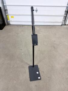 Adjustable Floor Stand Tablet/Phone Holder, Black, Dual Spring Arm, Steel Base, Rotating Clamp