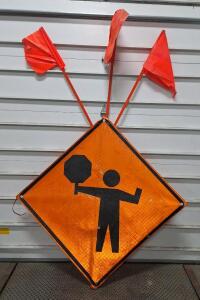 (1) Roll-Up Sign: Flagger Paddle Symbol, 48" x 48"