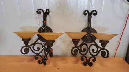 (2) Vintage Double Light Wall Sconce.